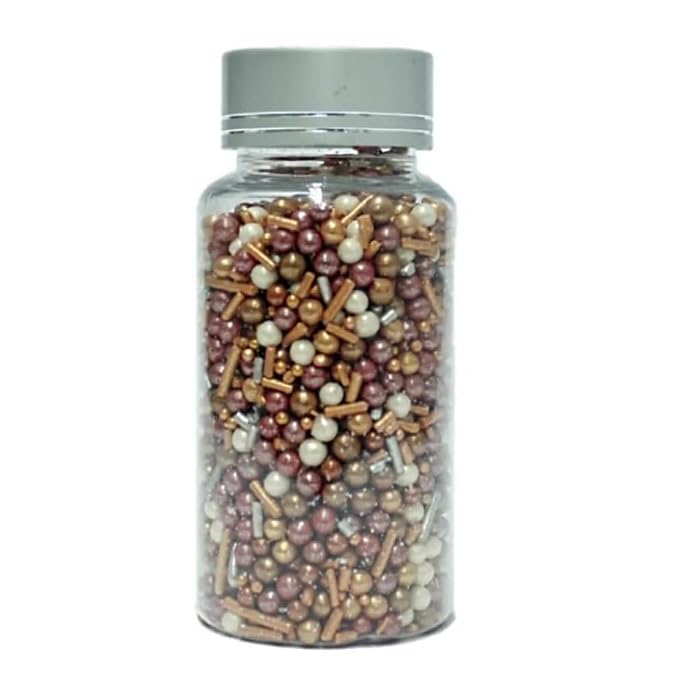 Confect Rose Gold & Pearl Edible Sprinkles Mix – Metallic Cake & Cupcake Toppers, Cookie & Dessert Decoration | Wedding, Birthday, Party Baking Supplies | Vegan, Gluten-Free, Nut-Free, Soy-Free, Dairy-Free, Palm Oil-Free- 4.2 Oz