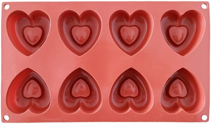 Silicone Donut Molds - 1pcs Non-Stick Food Grade Silicone Cake Desserts Mould Tool 8 Holes Love Heart Shape Mold Doughnut Baking Pans