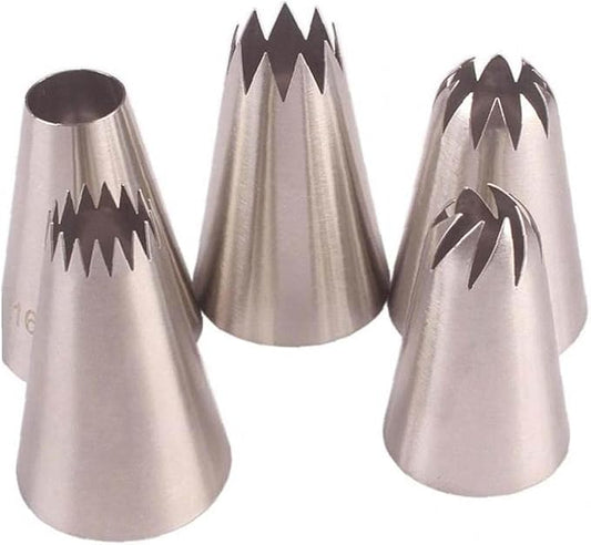 5pcs/Pack Large Piping Tips Set Stainless Steel Russian Icing Nozzles Kit Pastry Cupcakes Cakes Cookies Decorating Tool