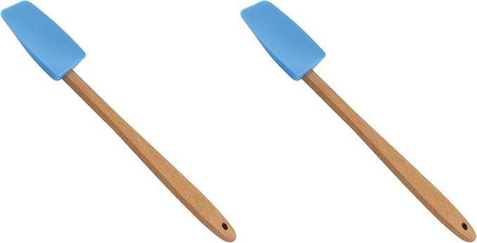 R&M International Mini Silicone Spoon/Spatula, 7.75", Blue (Pack of 2)