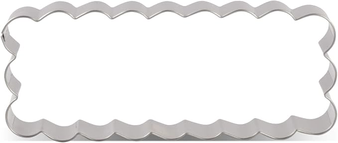 LILIAO Scalloped Edge Rectangle Cookie Cutter, 4.7 x 1.9 inch, Stainless Steel