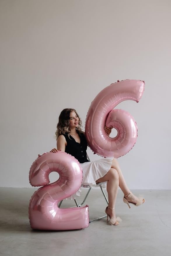 Pastel Pink Number Balloon, 16th Birthday Decorations for 1 6 16 61, Large Foil 40 Inch Sweet 16 Balloons Number for Wedding Memorial Day's Photo Shoot Decoration