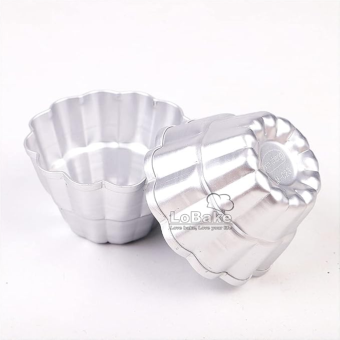 LoBake 10pcs per lot Various Design Fluted Edge Wavy Flower Cup Boat Round Shape Aluminium Tart Mould Jelly Pudding Cup Cupcake Mold Baking (C23)