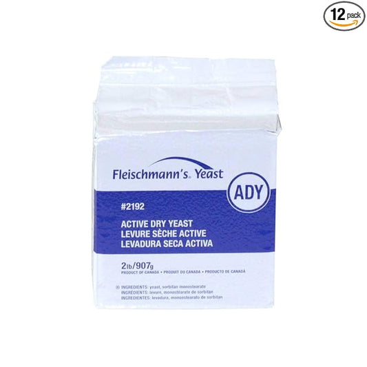 Fleischmanns Dry Active Baking Yeast 12 Case 2 Pound