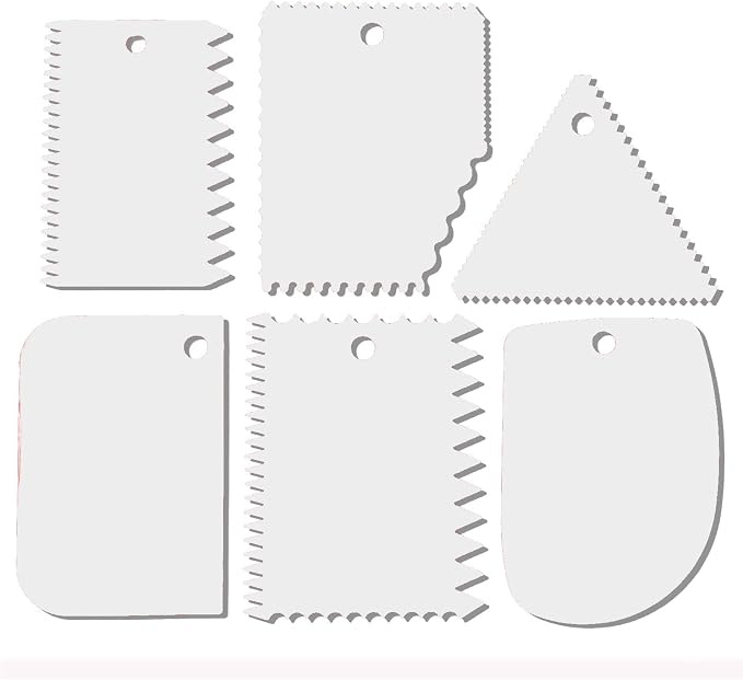 Cake Scraper, Cake Smoother Scraper Set, Dough Scraper Icing Scraper Polisher Tool, Cake Decorating Comb, Icing Smoother Plastic Sawtooth Cake Icing Kitchen Baking Cake Edge (white)