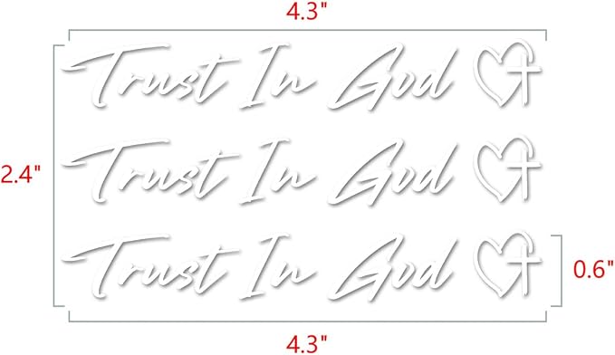 3 x Trust In God Cross White Car Mirror Decal Stickers for Cars Rearview Mirror Decal for Women Cute Decals Vinyl Affirmation Stickers for Window, Mirror, Tumbler, and Water Bottle