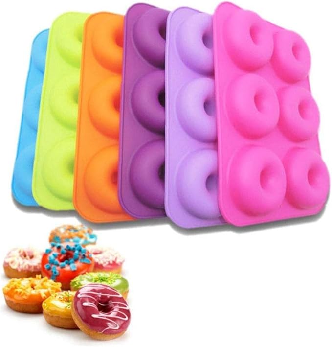 6 Cavity Silicone Donut Baking Pan Heat Resistance Muffins Bakeware Cookies Baking Tray Cake Decorating Tools Random Color