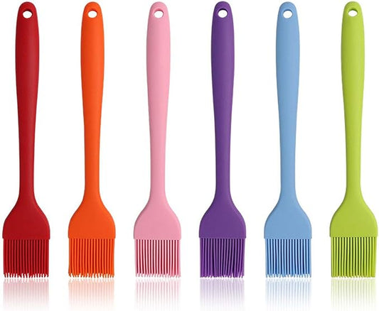 Ulalaza 6Pcs Silicone Basting Brushes Heat Resistant BPA Free Pastry Grill Barbecue Brush Set Kitchen Cooking Tools Dishwasher Safe