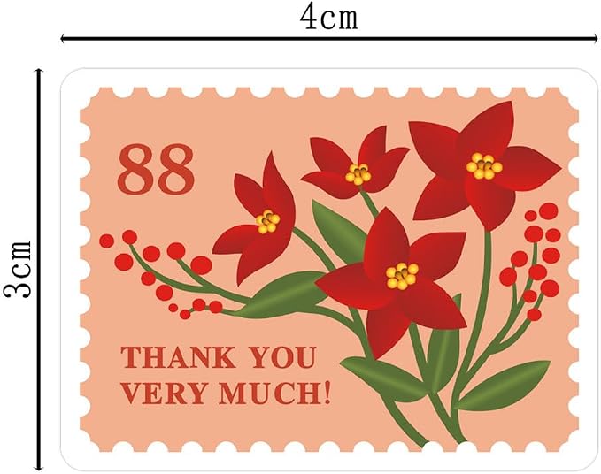 500PCS Flower Stamp Stickers, Cute Floral & Fruit Decorative Adhesive Labels for Gift Wrapping Scrapbooking Card Making Envelope Seals Small Business Packaging