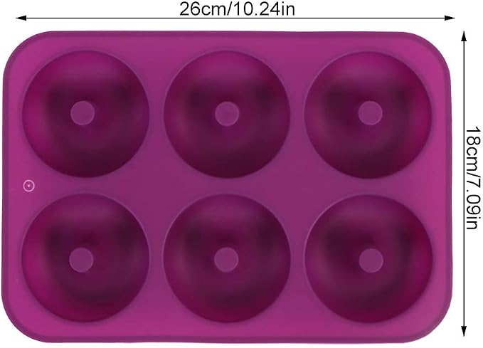 Haofy Silicone Donut Mold, NonStick Baking Tray for Bagels and Muffins, 6 Cavity Heat Tolerant Doughnut Mold for Home Bakers (Purple)