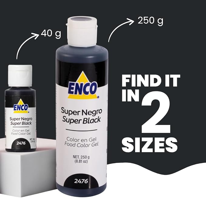 ENCO Food Coloring Gel Super Black 1.41 oz (40g) Concentrated, Vegan