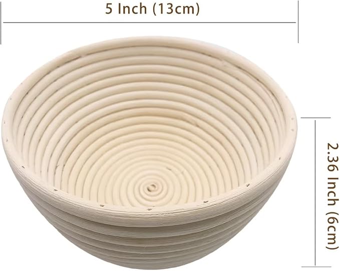 5 inches Round Banneton Basket for Bread Proofing, Dough Proofing Bowls with Removable Liner, Good for Home Sourdough Bakers Baking, 6 Pack