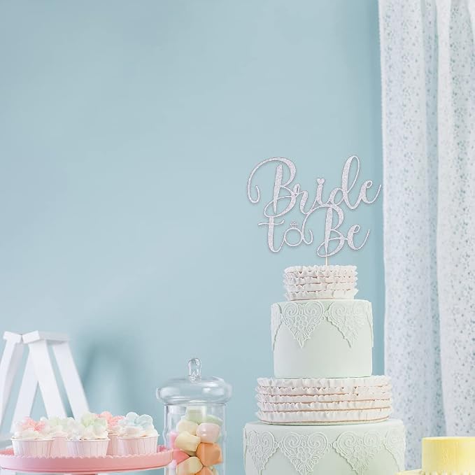 Silver Glitter Bride to Be Cake Topper - Bridal Shower Cake Topper,for Wedding Shower;Engagement;Bachelorette;Hen Party Decorations (silver)