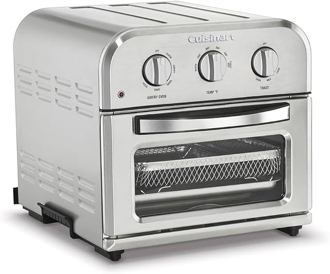 Cuisinart TOA-26 Compact AirFryer/Convection Toaster Oven Stainless Steel Bundle with Deco Chef Premium Bamboo Cutting Board and 2 YR CPS Enhanced Protection Pack