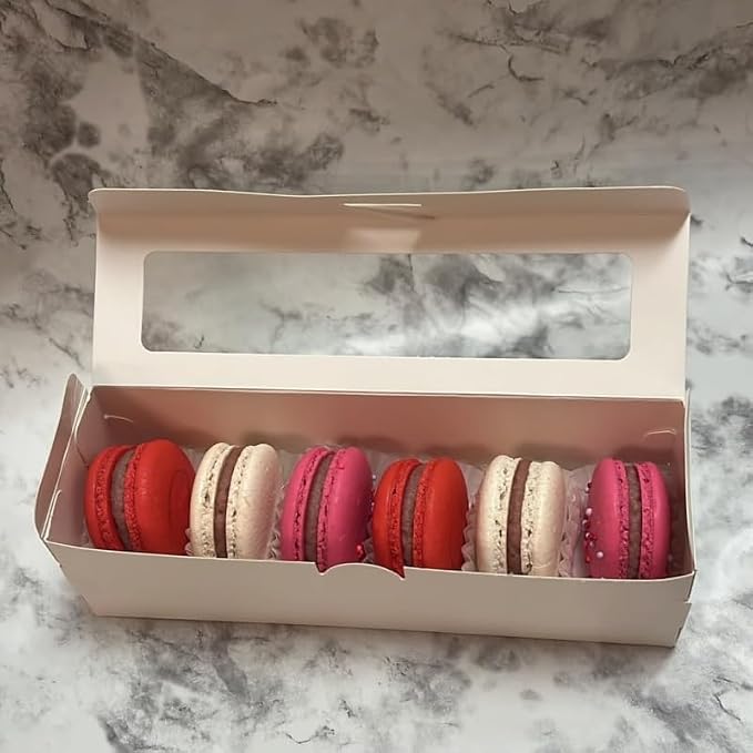 20 Pcs White Muffin Boxes,2x2x7 Small Pastry Boxes with Window,Small Bread Box,For Macaron,Cookies,Candy,Chocolate,Baked Goods Packaging Takeout Boxes