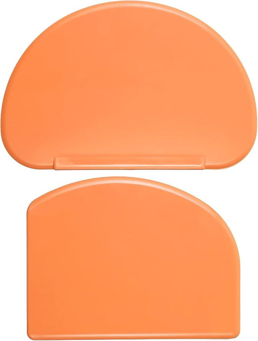 2PCS Orange Silicone Bench Scrapers, Curved Edge Bowl Scrapers Flexible Dough Spatula, Silicone Spatula Scraper for Sourdough, Scraper Tool for Baking Shaping Pastry Dough Proofing Scraping Food