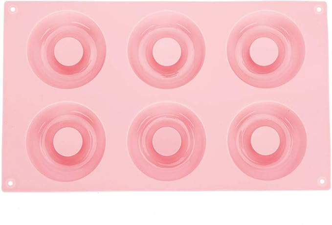 Silicone Mini Donut Pan, 6 Cavity Silicone Donut Baking Pan Tray, Nonstick Cake Biscuits tray Making Tool, Doughnut Baking tray TrayKitchen Accessories (Roseate)