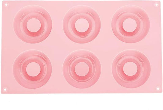 Silicone Mini Donut Pan, 6 Cavity Silicone Donut Baking Pan Tray, Nonstick Cake Biscuits tray Making Tool, Doughnut Baking tray TrayKitchen Accessories (Roseate)