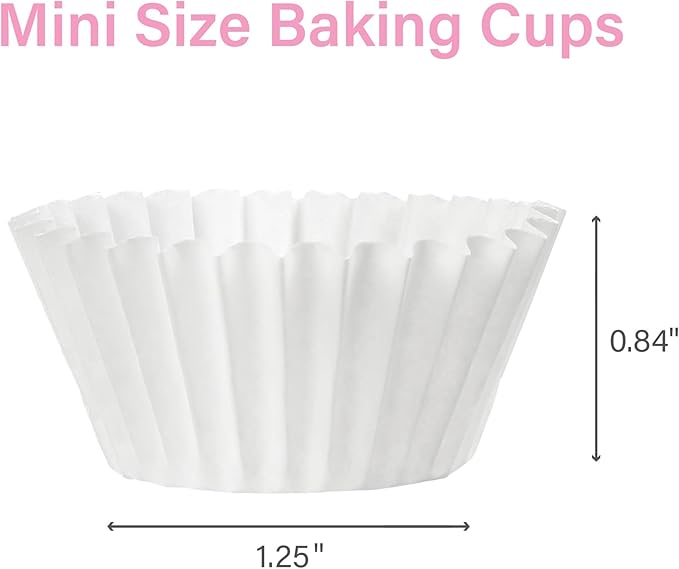 LotFancy 500pcs Mini Cupcake Liners, White Muffin Liners, No Smell, Greaseproof Paper Baking Cups, Small Cupcake Wrappers for Birthday Holidays, Bottom 1.25 inch Width