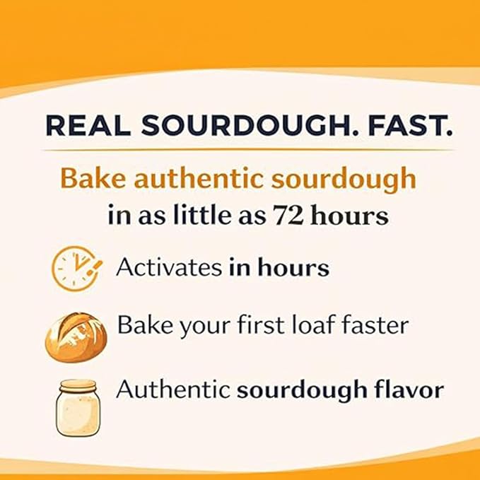 Cultures for Health Rapid Sourdough Starter - Bake Artisan Sourdough Bread in 72 Hours - Dehydrated Live Culture for Homemade Bread, Pizza Dough, Baking, & Pancakes - Beginner Friendly Starter Culture