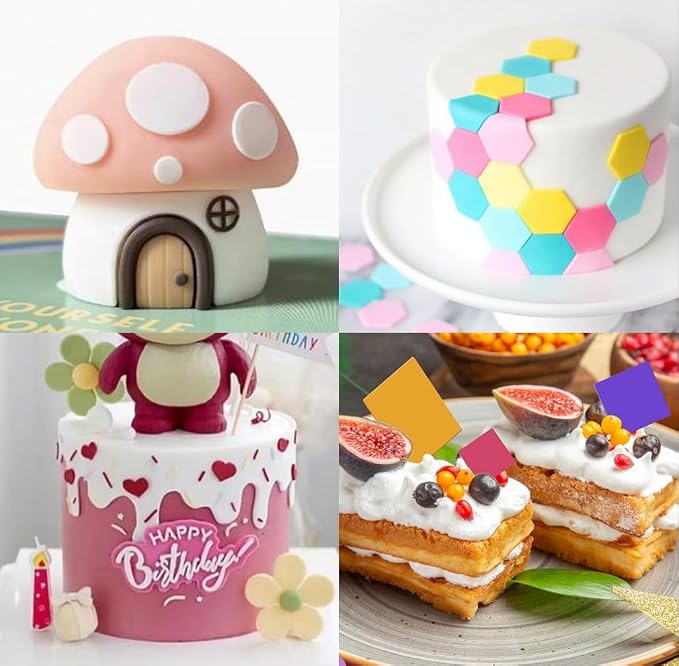 20 Pcs Cookie Cutters,Fondant Cake Cookie Plunger Cutter,Mini Plastic Biscuit Plunger Fondant Decorating Mold Heart Square Oval Circular Star Hexagon Cutters
