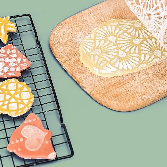 Mdgfge 12 Pcs Cake Decoration Stencils Templates - Floral Wedding Stencil, Molds for Hollow Lace Cookie Dessert - DIY Baking Tool for Family Decor