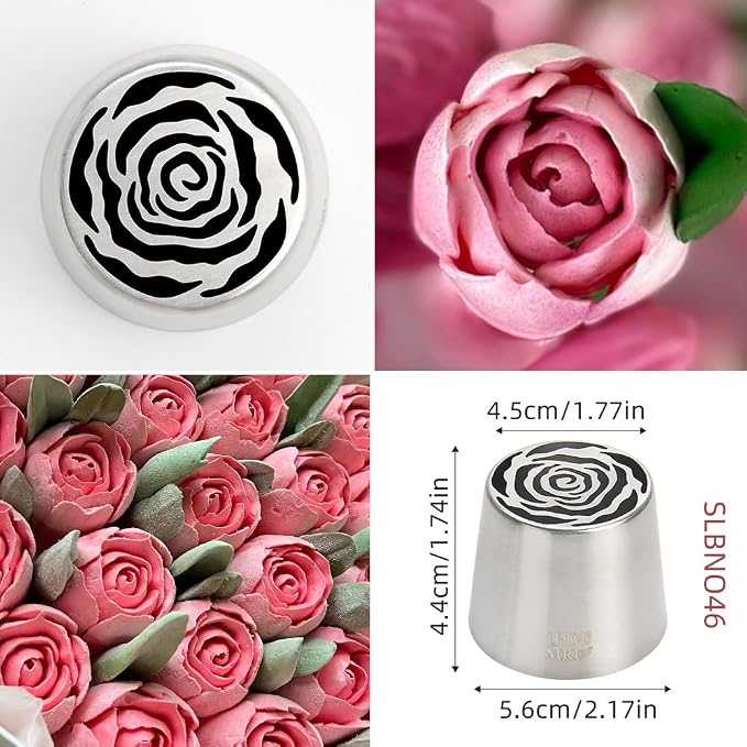 1 Piece Stainless Steel Extra Large Russian Flower Icing Tips,Pastry Frosting Piping Nozzles, Marshmallow Bouquet Icing Tips, Cake Decorating Piping Tips,Flower Frosting Nozzles for Decorating