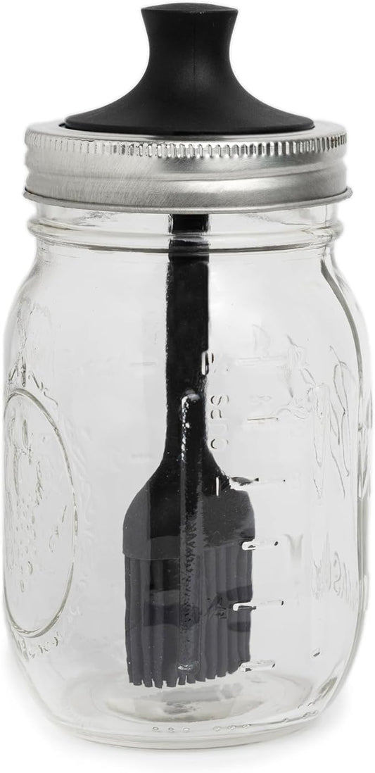 Jarware Silicone Black Basting Brush Lid For Regular Mouth Mason Jars