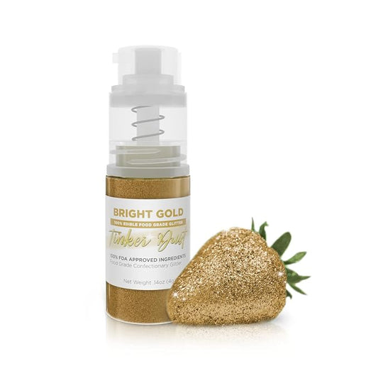 Bakell - Bright Gold Tinker Dust (4g, 1x Mini Spray Pump) Edible Glitter for Food, Desserts, and Baked goods!