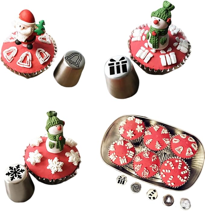 15pcs Christmas Russian Icing Piping Tips Set Flower Frosting Tips Nozzles Stainless Steel Piping Nozzles Cake Decoration