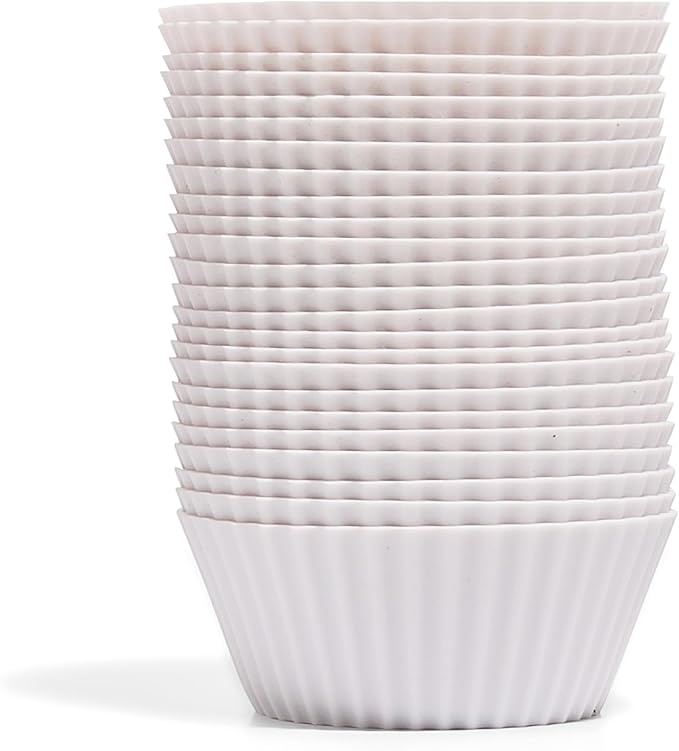 The Silicone Kitchen Reusable Silicone Baking Cups, Non-Toxic, BPA Free, Dishwasher Safe, Regular, 24 Pack, Designer White
