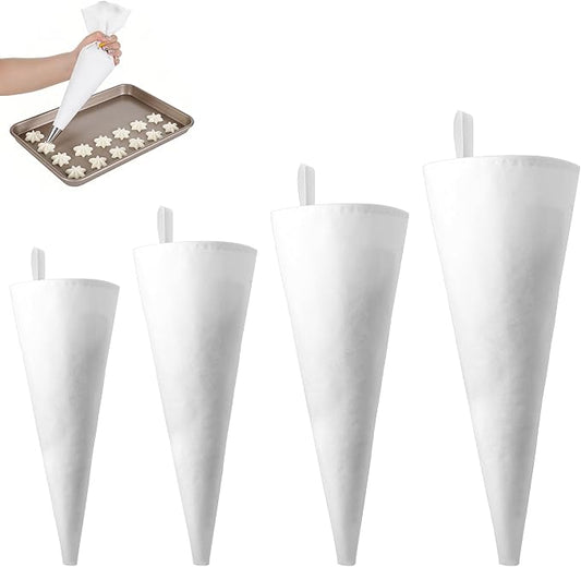 Jeffdad 4 Pcs Reusable Pastry Piping Bags, 12, 14, 16, 18 Inch Professional Pastry Bag, Large Canvas Cake Decorating Bags Icing Piping Bag for Frosting, Icing, Cupcakes, Cookies