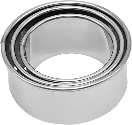 3 Pieces Round Cookie Cutters Set Circle Pastry Cutters Dumpling Cutters Stainless Steel Circle Biscuit Pastry Cutters for Baking 1.4 inches high. (3pcs-3.2inch, 2.8inch, 2.4inch)