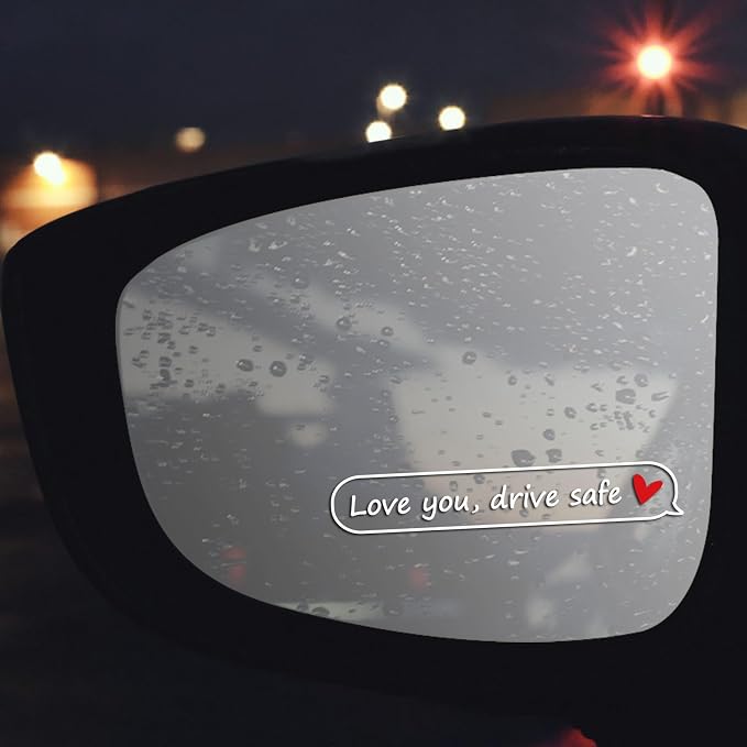 3 x Love You Drive Safe White Car Mirror Decal Stickers for Cars Rearview Mirror Decal for Women Cute Decals Vinyl Affirmation Stickers for Window, Tumbler, and Water Bottle