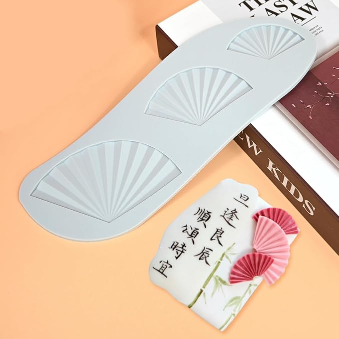 mostsom Opera Style Fan Shaped Lace Silicone Mold Wedding Cake Border Decoration Fondant Cake Surround Food Grade Mat Baking Mold (A_ Fan)