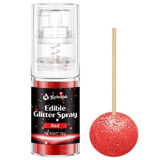 Red Edible Glitter - 15g Edible Glitter Spray Food Grade Red Drink Glitter for Christmas Holiday Baking, Cakes, Cookies, Cake Pops, Chocolate, Strawberries, Cocktails & Beverages