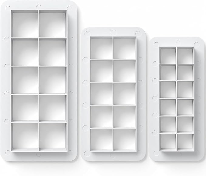 3Pcs Square Cookie Cutter Set, 3 Size Multicutter Square Fondant Cutter Geometric Biscuit Cutters Cake Decorating Safety Easy to Use Baking Tools