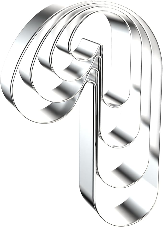 Candy Cane Cookie Cutter Set - 5 inch, 4 inch, 3 inch, 2 inch - 4 Piece Christmas Cookie Cutters Shapes Molds - Stainless Steel