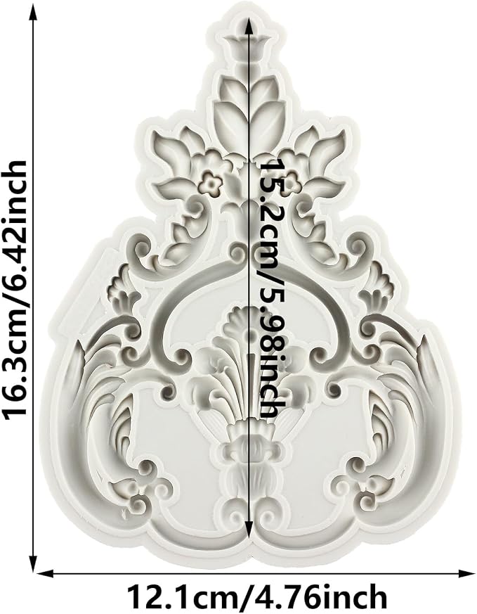 Baroque Style Curlicues Scroll Lace Fondant Silicone Molds Relief Flower Mold Filigree Mold 3D Sculpted For Sugar Cake Decorating Cupcake Topper Candy Chocolate Gum Paste Polymer Clay