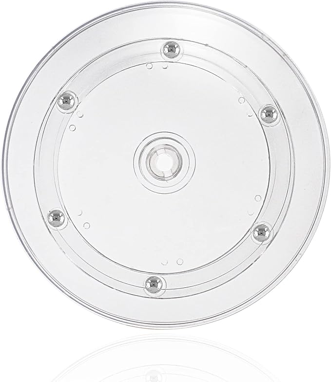 Jersvims 2Pcs 4 Inch Acrylic Turntable Platter, Transparent Turntable Organizer Round Rotating Plate for Kitchen Pantry Cabinet Desk Rack Spice Cake Cookie Decorating