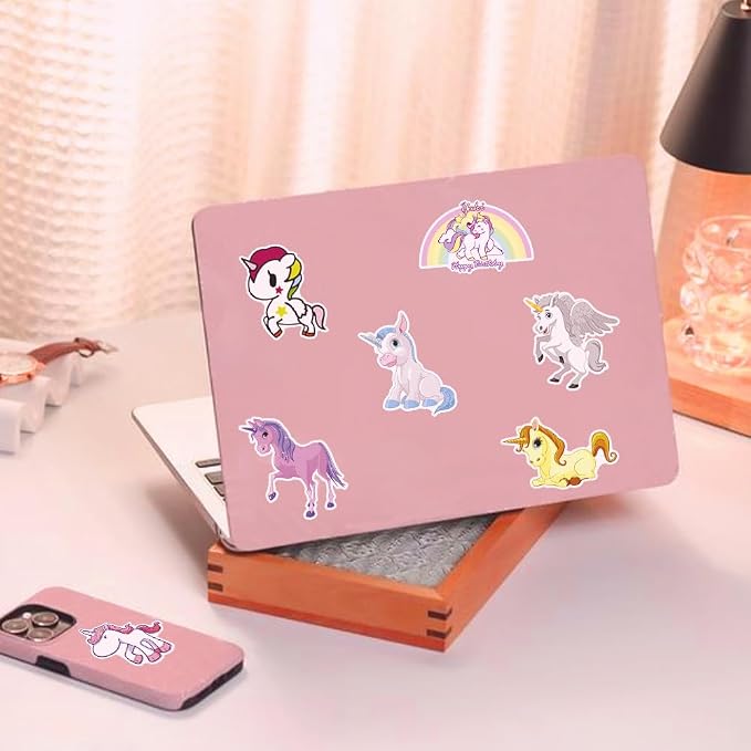 Unicorn Style 30 Pcs Reusable Waterproof Vinyl Stickers for Girls Kids Water Bottle Laptop Decor
