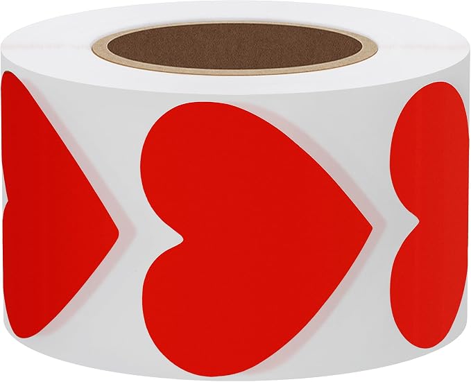 Hybsk 500pcs Red Heart Shaped Stickers 1.5 inch Labels for Party Decorations Favors Envelopes (Red)