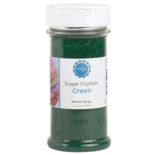 O’Creme Sugar Crystals - Coarse Sugar for Cookie Decorating - Eye-Catching Sugar Crystals – Coarse Sugar for Unique Cake Toppings, Cupcakes and Cookies – Ideal Decoration Solution - 10 Ounce Green