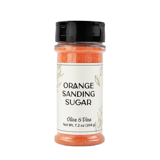 Olive & Vine Orange Sanding Sugar, Sweet Finish, For Baking & Decorating, Rich Tradition, Authentic Taste, For Global Recipes (7.2 Ounce)