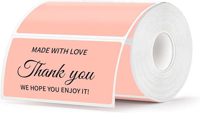 500 Labels/Roll 2" x 4" Pink Thermal Labels, Self-Adhesive Rectangle Thermal Sticker for Shipping, Address, Mailing, Branding, Small Business