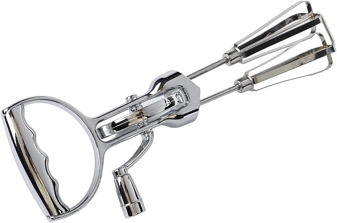 Hand Crank Kitchen Mixer Stainless Steel Manual Mixing Tool Adjustable Speed Easy Clean Large Small Size For Eggs Dough Cream Baking Cooking(large)