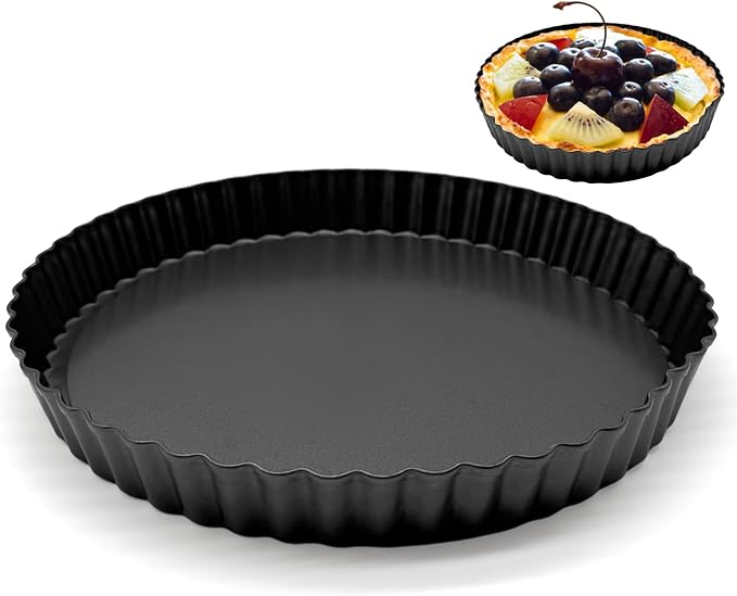 8inch Tart Pan Non-Stick Carbon Steel Quiche Pan Removable Bottom Pie Pans for baking Quiche Baking Dish