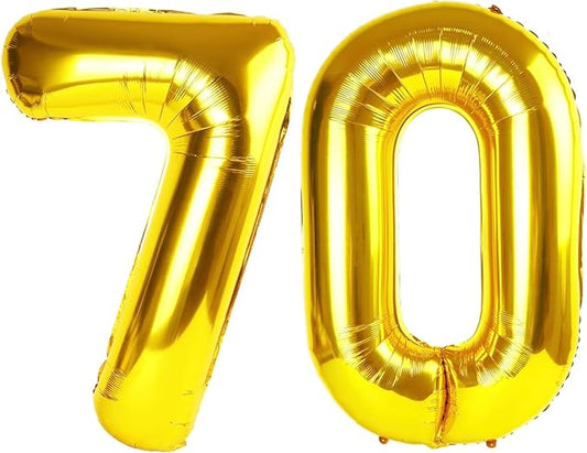 Gold Number 70 Balloon 40 inch, 70 Number Balloons, 70th Gold Birthday Decorations, 70 Year Old Women Men Golden Party Supplies