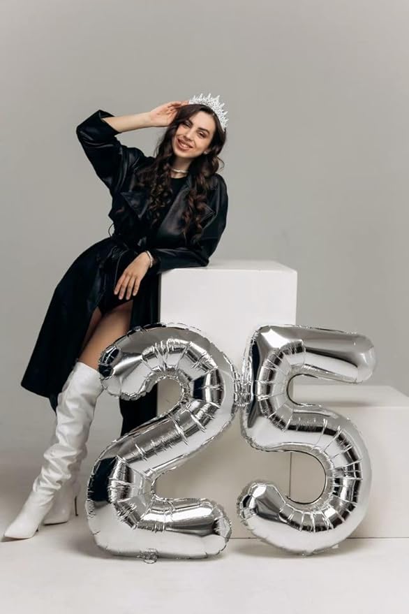 Numbers 40Inch Balloons, Silver Number 19 Balloons Birthday Decoration for Men & Women, Foil Silver Party Decorations for Birthday Wedding Engagement Memroial Day's