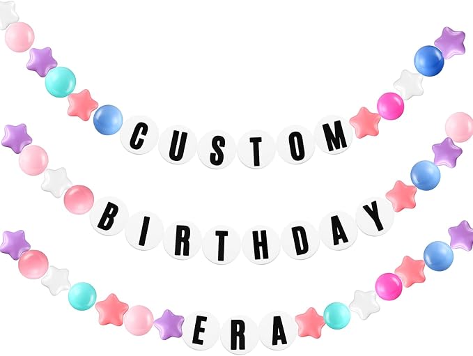 Simgoing 103 Pcs DIY Giant Friendship Bracelet Lei Kit Extra Large Beads Garland Jumbo Birthday Friendship Banner Kit Famous Singer Customizable Party Decor for Classroom(Macaron Color)